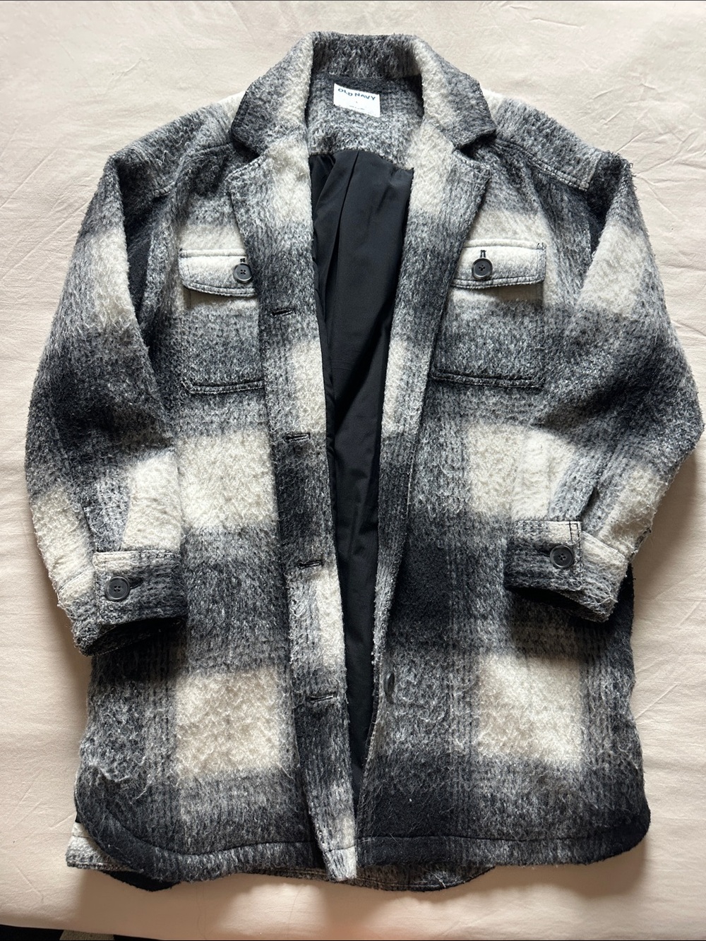 Old Navy Women's Plaid Shirt Jacket - Black & White